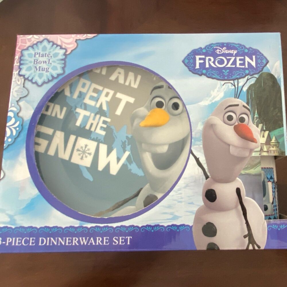 Disney Frozen Olaf Ceramic 3-Piece Kids Dinner Set Plate Bowl Mug Multicolor